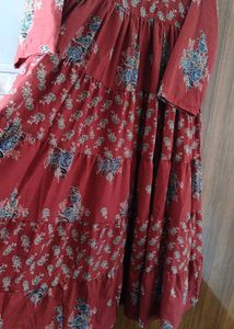 Tiered Floral Print Cotton Kurta