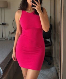 Hot Pink Sleeveless Bodycon Mini Dress