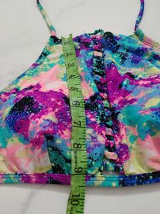 Colorful Tie-Dye Halter Bikini Top L