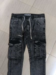 Men's Acid Wash Cargo Jeans