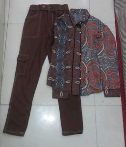Printed Shirt and Cargo Pants Set