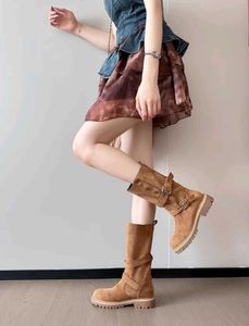 Stylish Suede Buckle Boots