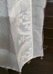 Light Blue Lucknawi Chikankari Dupatta with Tassel