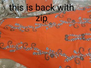 Vibrant Orange Embroidered gown