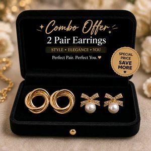 2 Pairs Elegant Gold Tone Earrings