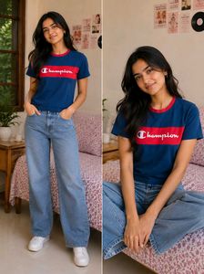 Unisex Blue &amp; Red Champion Style T-Shirt
