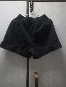 Cozy Black Textured Shorts