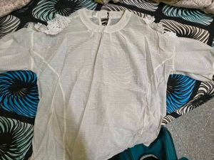 Sheer Striped Cold Shoulder cut Top