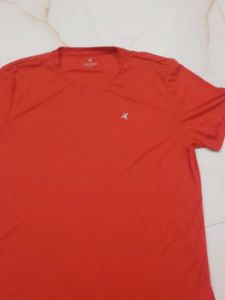Men's Orange Athletic T-Shirt and half sleeve hood