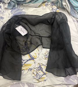 Black Sheer Organza Balloon Shrug