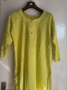 Lime green  Embroidered Kurta