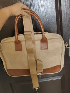 Stylish Canvas &amp; Leather Laptop Bag
