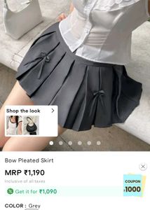 Chic Grey Pleated Skirt with Bows