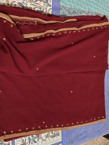 Maroon Embroidered Saree