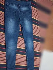 Stylish Blue Jeans with Butterfly Print