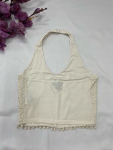 Off white halter neck top