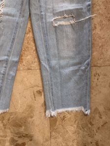 Light Wash Ripped Cropped Jeans