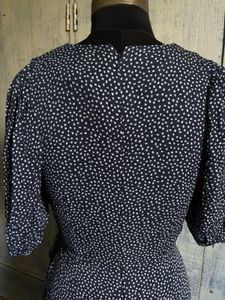 Navy Polka Dot Wrap Dress