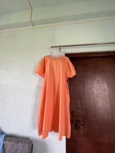 Orange A-Line Midi Dress