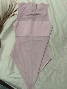 sheer bodysuit in pink