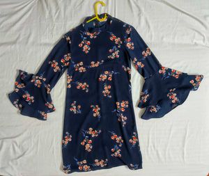 Boho Chic/ Vintage Navy Floral Bell Sleeve Dress