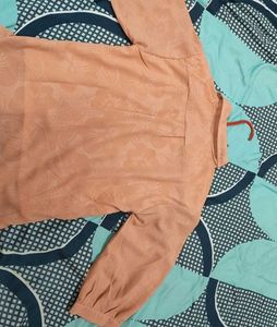 Peach Collared Button-Up Top