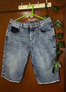 Washed Denim Bermuda Shorts