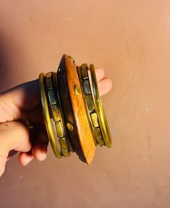 Boho Wooden & Brass Bangles Set