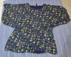 Navy Floral Print Top