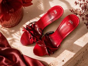 Zara Red Bow Strappy Heels