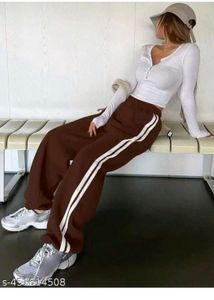 Stylish Brown Joggers with Side Stripes