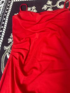 Red cowl neck bodycon dress