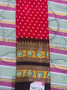 Beautiful Red &amp; Brown turkey silk  Saree