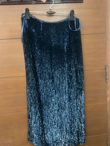 Sparkling Blue Skirt with slit chatpata sequins
