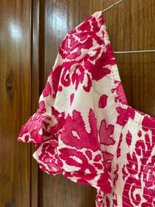 Chic Pink Floral Print Midi Dress