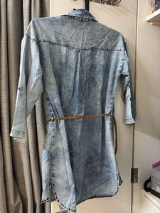 Acid Wash Denim Shirt Dress