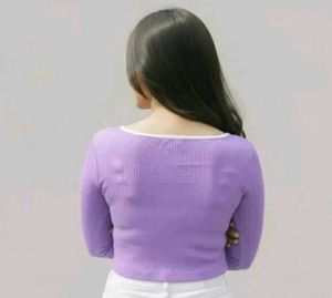 Lilac Square Neck Long Sleeve Top