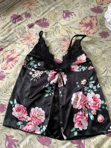 Floral Satin Babydoll Nightwear