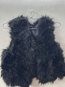 Black Wolf Fur Jacket Sleeveless Fancy Jacke