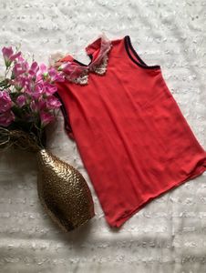 Chic Embellished Collar Sleeveless Top