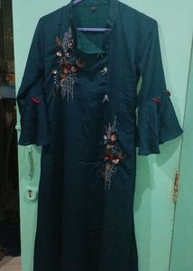Elegant Teal Embroidered Gown