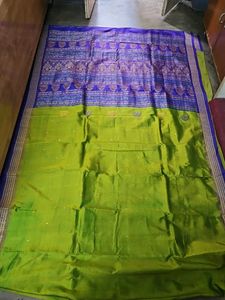 Bomkai Blue & Green pure Silk Saree