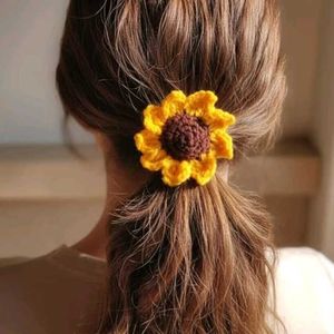 Handmade Crochet Sunflower Hair Clip