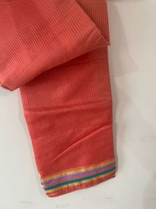 Orange Woven Saree with Striped Border