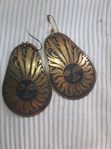 Vintage Sun Face Drop Earrings