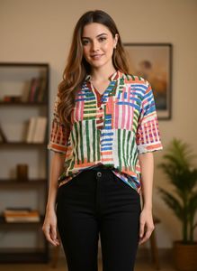 Colorful Patterned Tunic Top