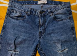 Distressed Blue Wash Jeans