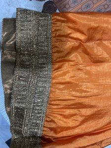 Ethnic Gown With Dupatta Orange Yellow Colour