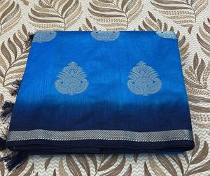 New Vibrant Blue 🦋Silk Saree with Silver Motifs