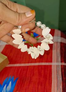 Boho Seashell &amp; Pearl Hoop Earrings